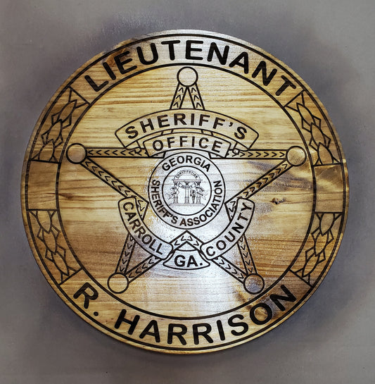 Personalized 18" Wooden Law Enforcement Badge