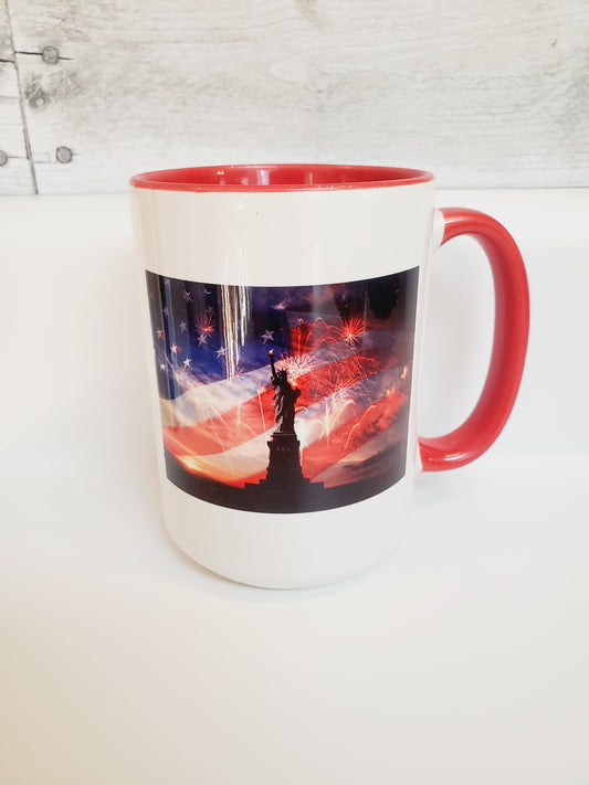 Red White & Blue Statue of Liberty 15oz Mug