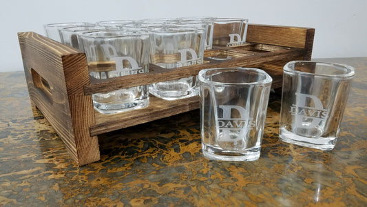 Personalized Shot Glass Holder Set