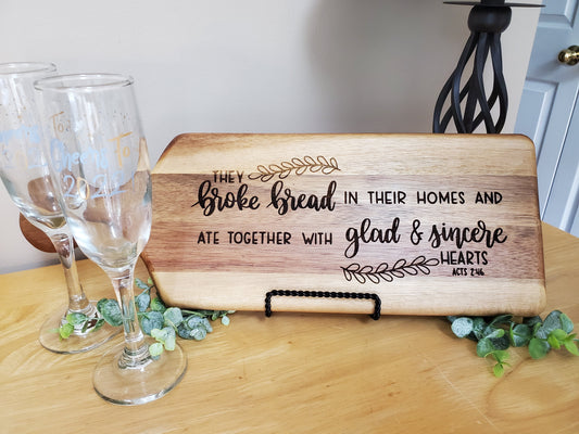 Serving Board with Acts 2:46 Quote