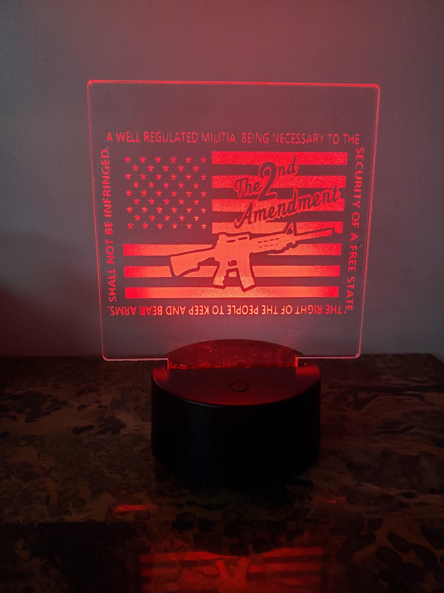 Laser Etched Acrylic with Color LED Light Base