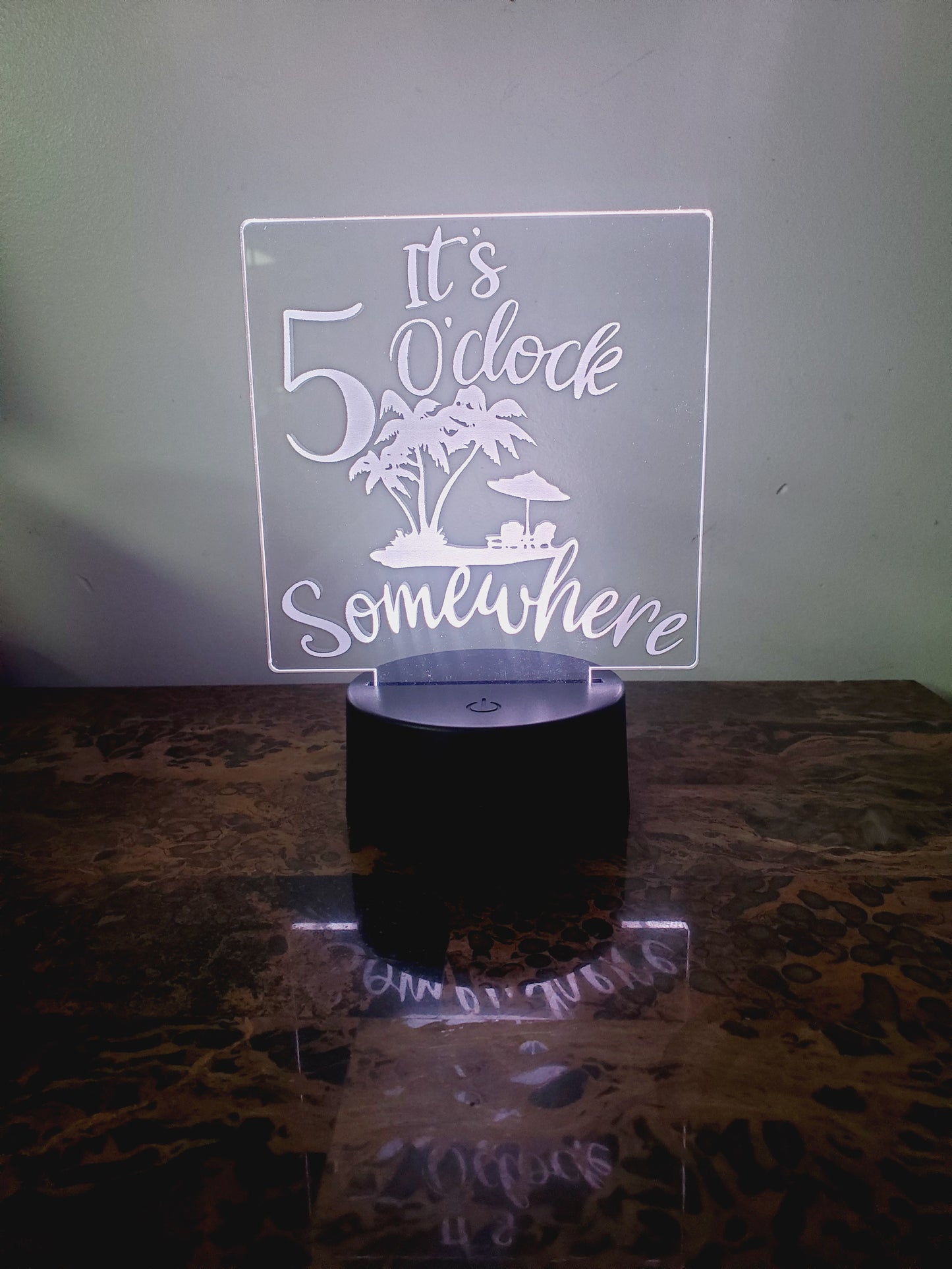 Laser Etched Acrylic with Color LED Light Base