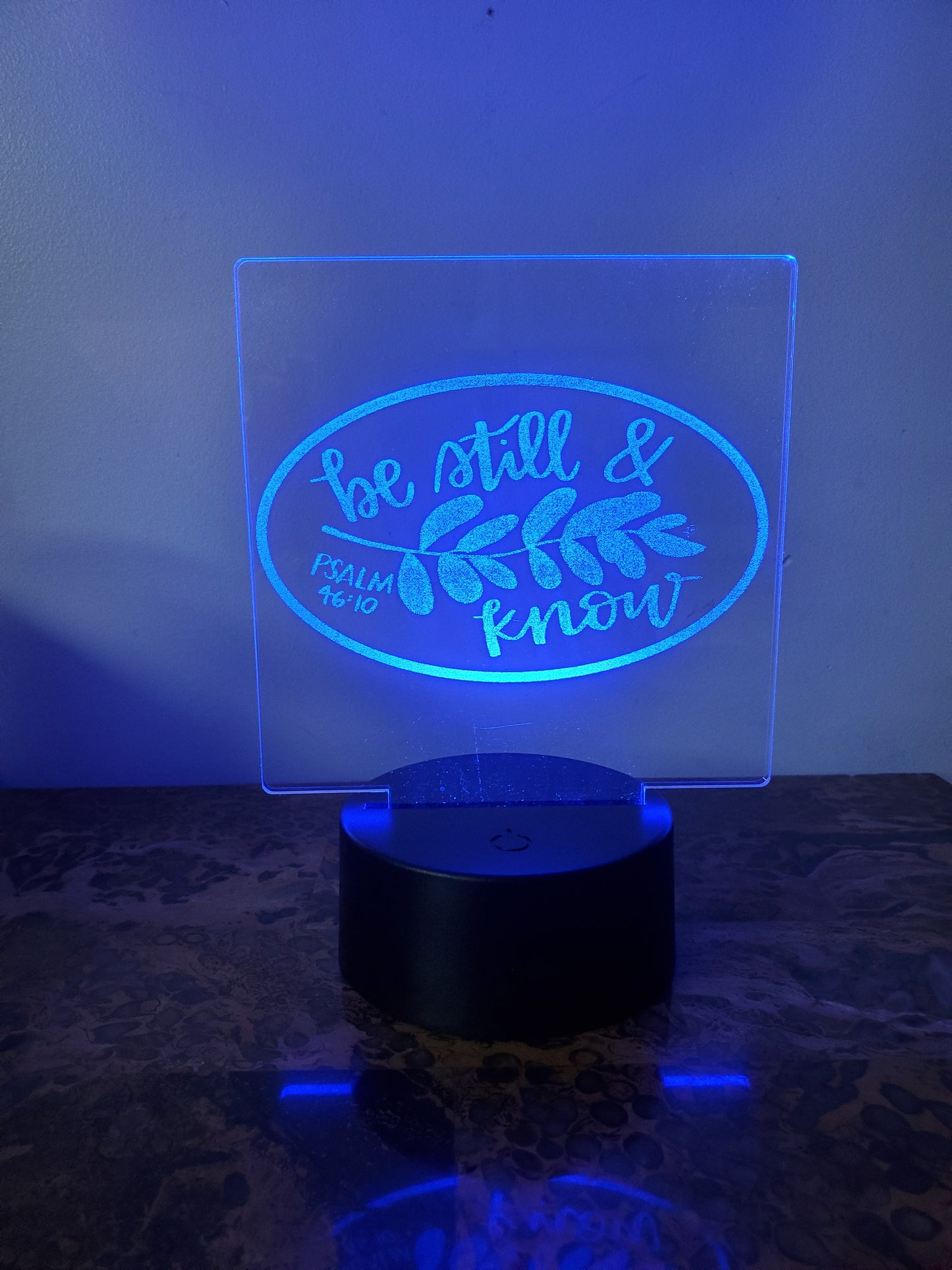 Laser Etched Acrylic with Color LED Light Base