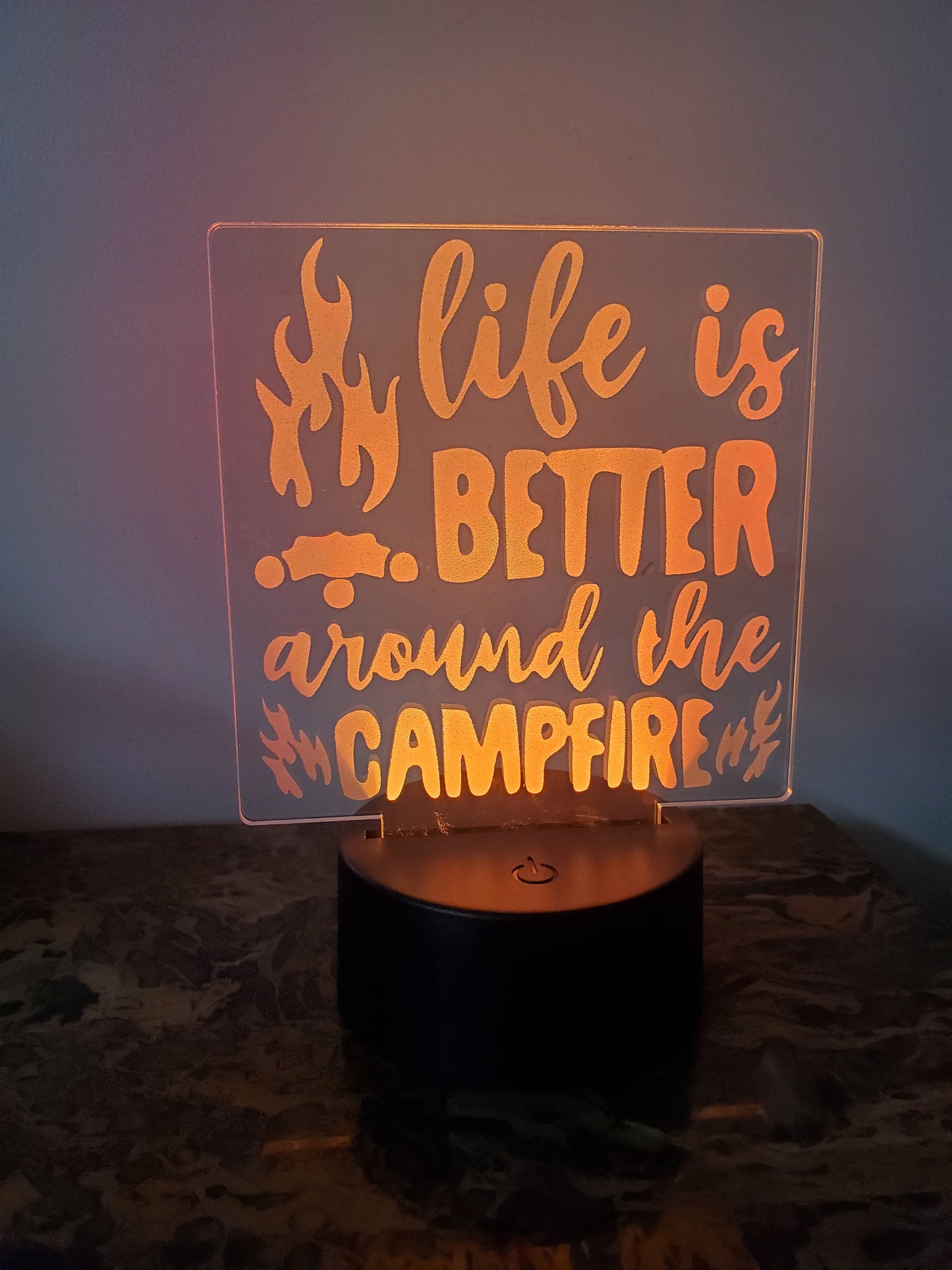 Laser Etched Acrylic with Color LED Light Base