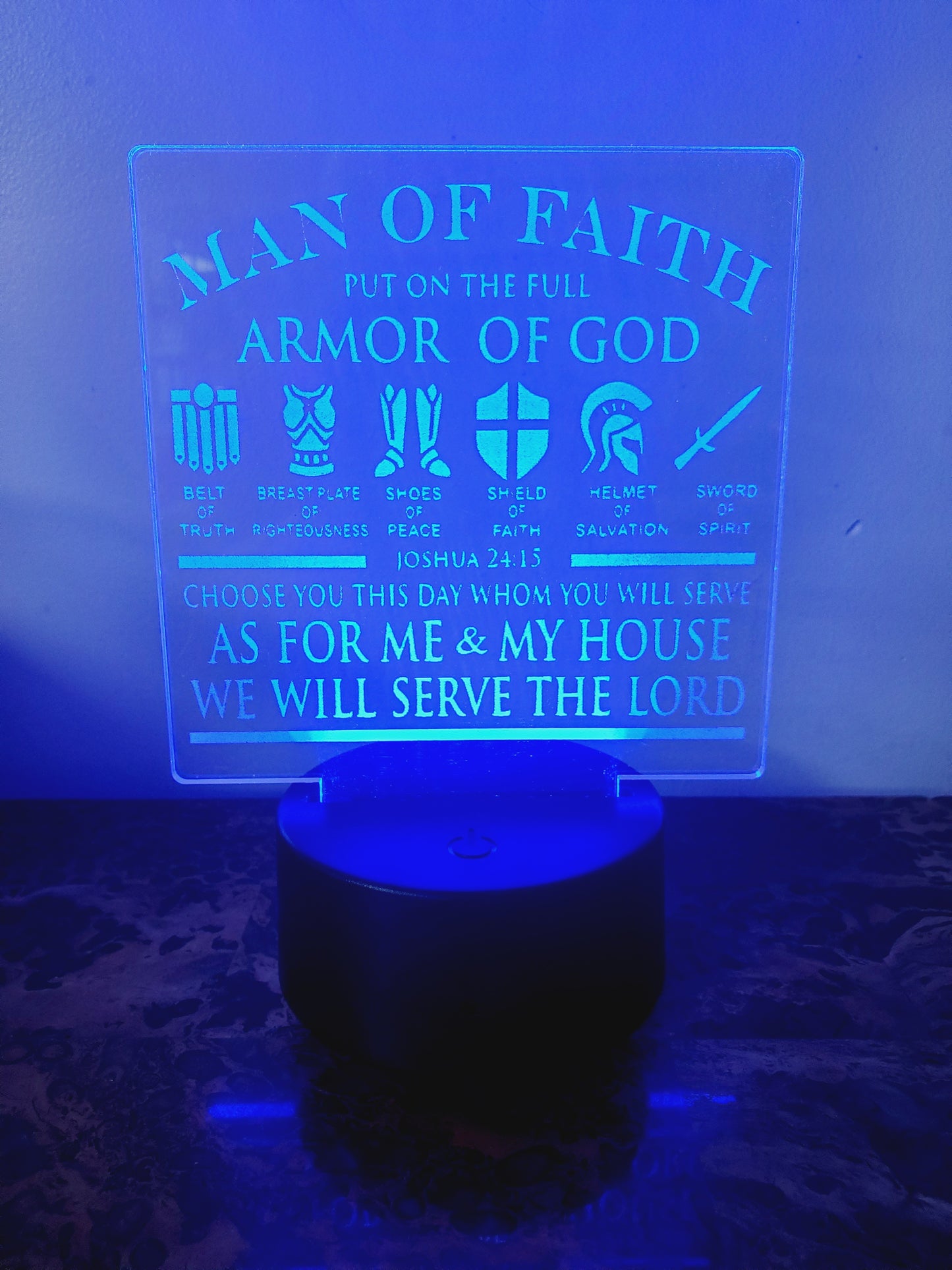 Laser Etched Acrylic with Color LED Light Base