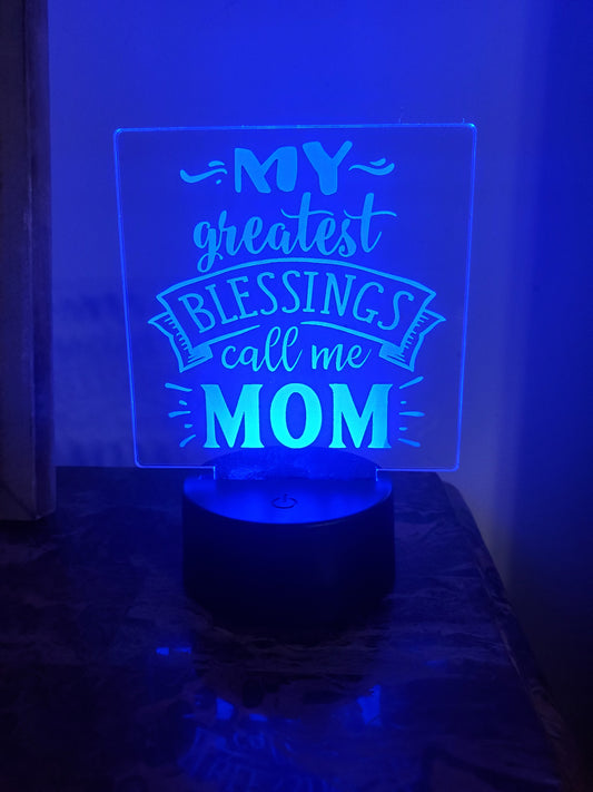 Laser Etched Acrylic with Color LED Light Base