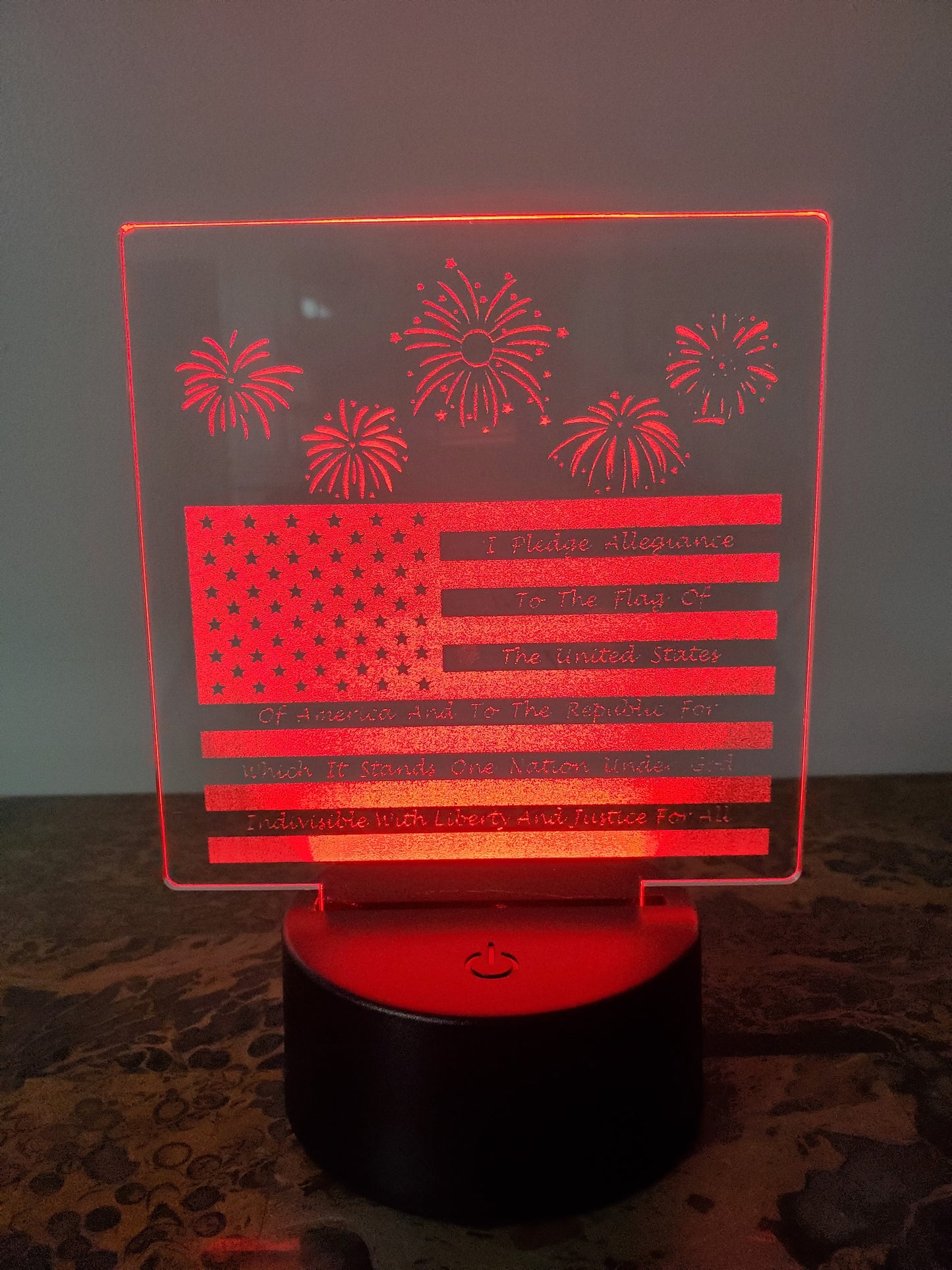 Laser Etched Acrylic with Color LED Light Base