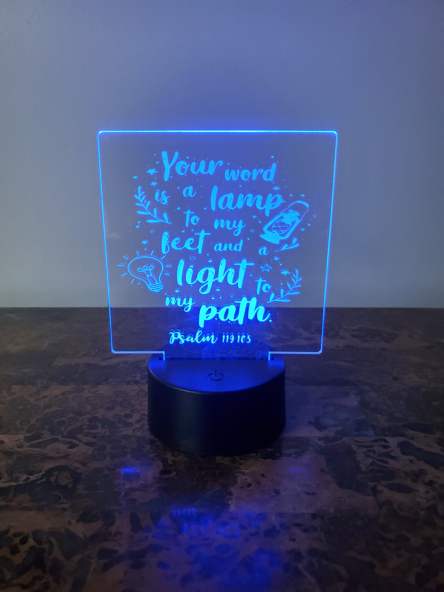 Laser Etched Acrylic with Color LED Light Base