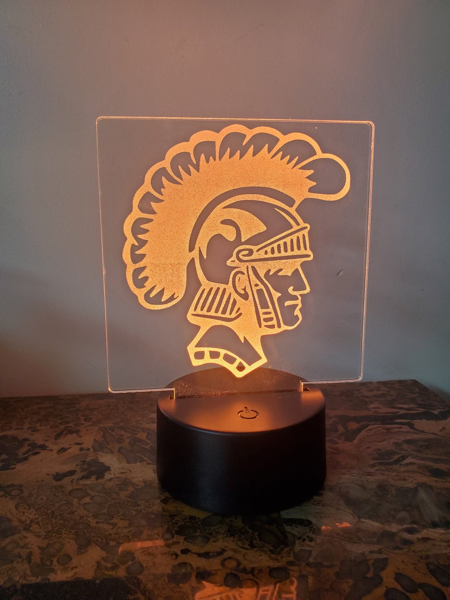 Laser Etched Acrylic with Color LED Light Base