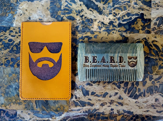 Sandalwood Beard Comb & Leather Sleeve