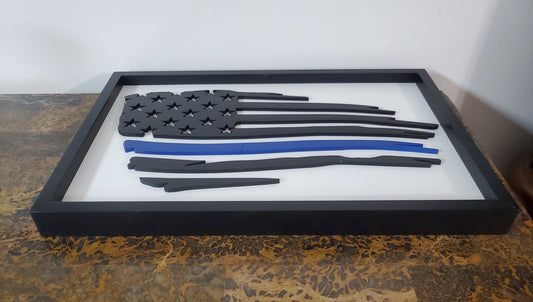 Distressed Flag Sign Blue Line