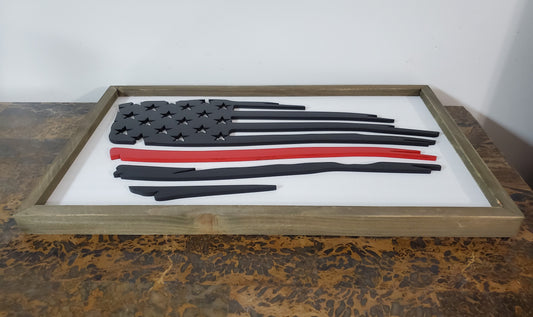 Distressed Flag Sign Red Line