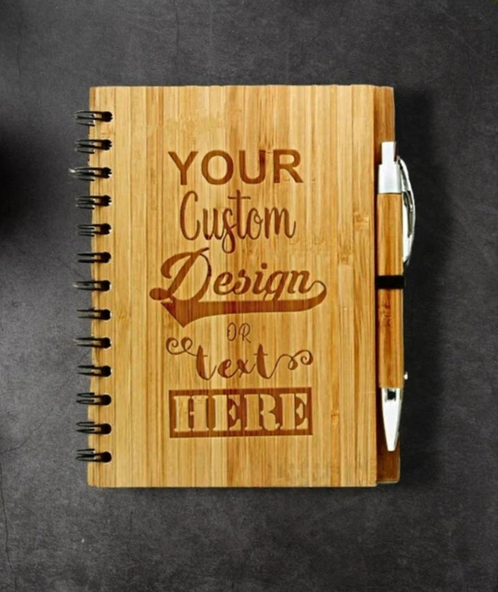 Personalized Bamboo Notebook and Pen Gift Set