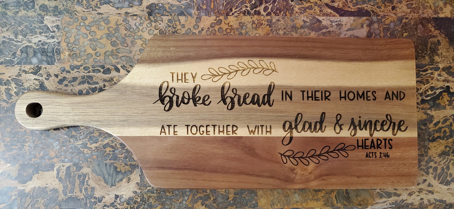 Serving Board with Acts 2:46 Quote