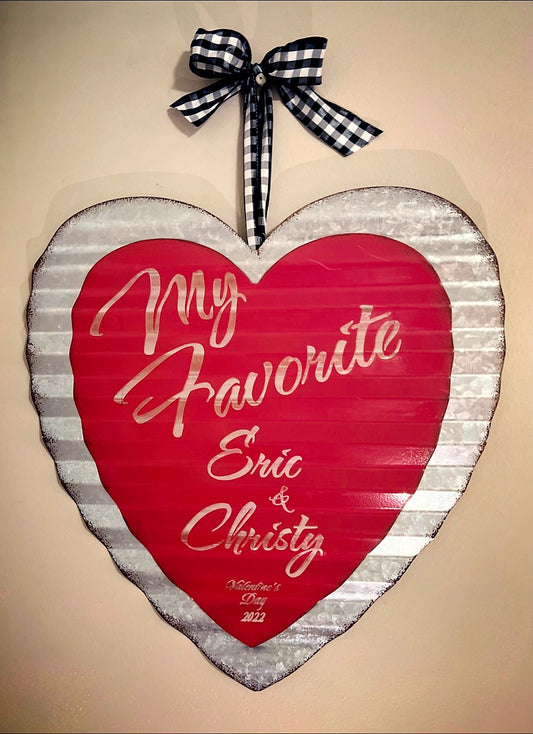 Personalized Heart Corrugated Metal Wall Decor